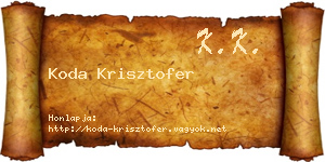 Koda Krisztofer névjegykártya